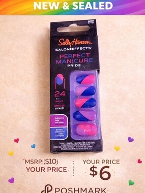 Perfect Manicure Pride Oval Press-On Nails - Pink & Blue